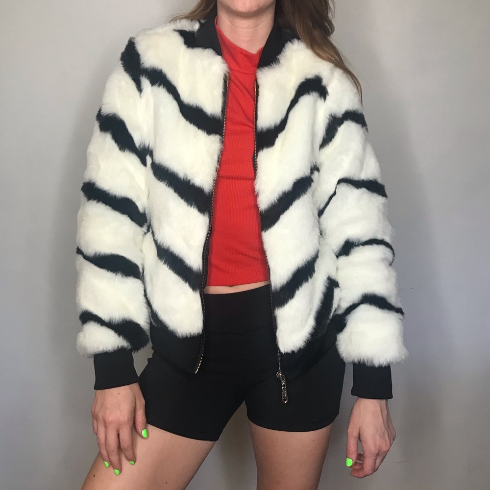 Say What Faux Fur Bomber Jacket